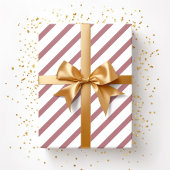 バーガンディーピンクダスティバラ白ストライプ色パターン ラッピングペーパー