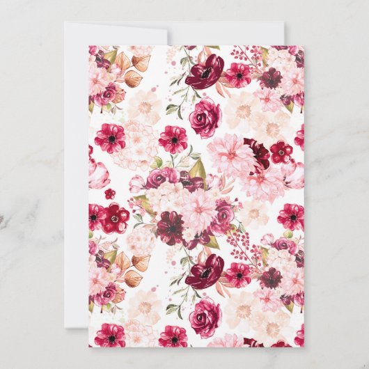 バーガンディーピンクテラリウム誕生日パーティーの招待状 招待状 (裏面)