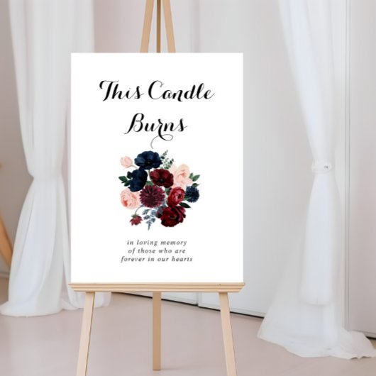 バーガンディーピンクネイビーフローラこのキャンドルバーンズの看板 ポスター