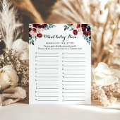 バーガンディーピンクネイビーフローラABCベビーシャワーゲーム