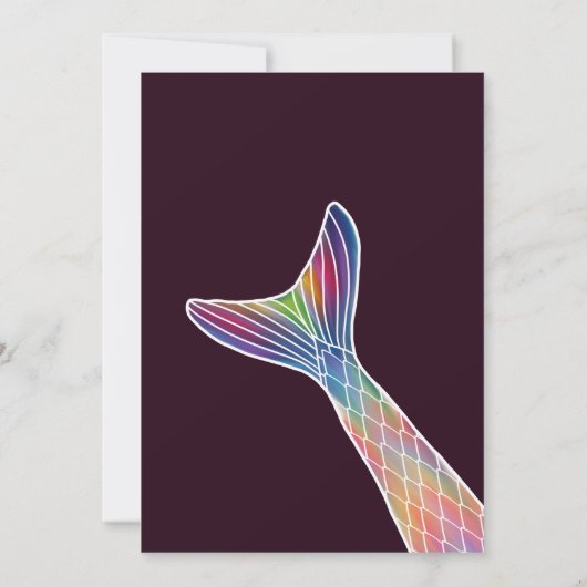 バーガンディーピンクパープルマーメイドテールプール誕生日 招待状 (裏面)