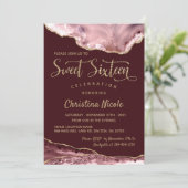 バーガンディーピンクパープル金ゴールドアゲート甘い16写真 招待状 (スタンド正面)