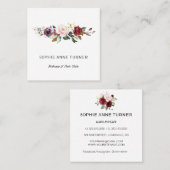 バーガンディーピンクフラワーズプロフェッショナル美しいサロン スクエア名刺 (正面/裏面)