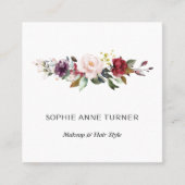 バーガンディーピンクフラワーズプロフェッショナル美しいサロン スクエア名刺 (正面)