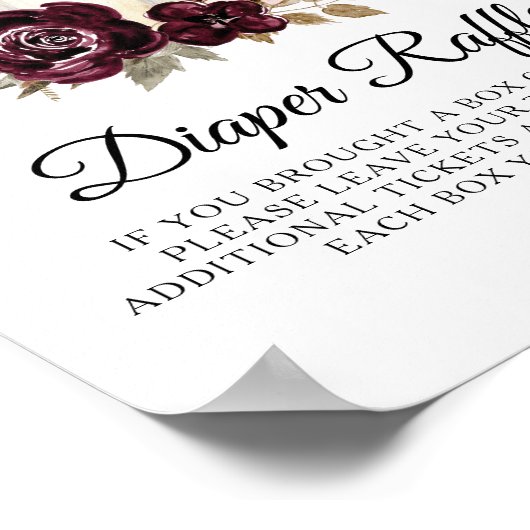 バーガンディーピンクフローラかぼちゃおむつラッフルサイン ポスター (角)