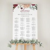 バーガンディーピンクフローラアルファベット座席表 ポスター