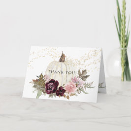 バーガンディーピンクフローラカボチャ金ゴールドスターサンキュー カード