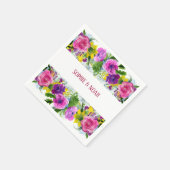 バーガンディーピンクフローラガーランド結婚ズ スタンダードカクテルナプキン (角)