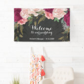 バーガンディーピンクフローラシャルボードウェルカムバナー 横断幕 (インサイチュ)