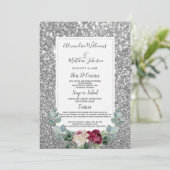 バーガンディーピンクフローラシルバーグリッター結婚のメニュー メニュー (スタンド正面)