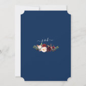 バーガンディーピンクフローラネイビー結婚ブルー 招待状 (裏面)