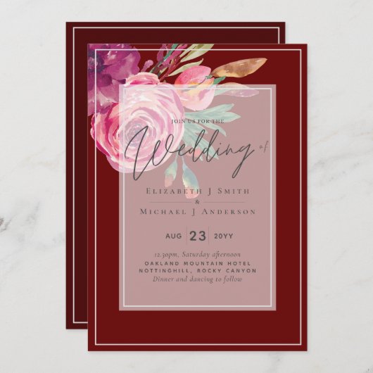 バーガンディーピンクフローラバジェット結婚ズ (正面/裏面)