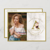 バーガンディーピンクフローラフォト誕生日日付を保存 ポストカード (正面/裏面)