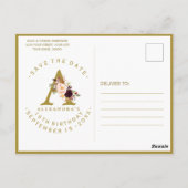 バーガンディーピンクフローラフォト誕生日日付を保存 ポストカード (裏面)