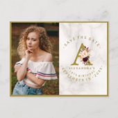 バーガンディーピンクフローラフォト誕生日日付を保存 ポストカード (正面)