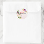 バーガンディーピンクフローラフラミンゴの水色 ラウンドシール (バッグ)