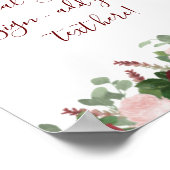 バーガンディーピンクフローラブライダルシャワーデコールサイン ポスター (角)