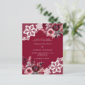 バーガンディーピンクフローラホワイトレース結婚式招待状 (スタンド正面)