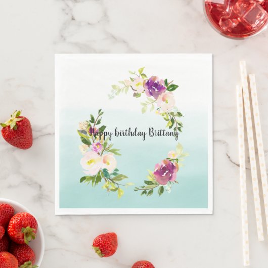 バーガンディーピンクフローラミントグラデーションウーター色 スタンダードランチョンナプキン (インサイチュ)