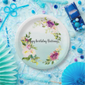 バーガンディーピンクフローラミントグラデーションウーター色 ペーパープレート (パーティー)