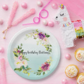 バーガンディーピンクフローラミントグラデーションウーター色 ペーパープレート (パーティー)