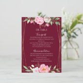 バーガンディーピンクフローラ幾何結婚詳細 エンクロージャーカード (スタンド正面)