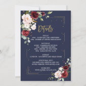 バーガンディーピンクフローラ金ゴールドバチェロレッテ週末 招待状 (裏面)