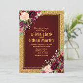 バーガンディーピンクフローラ金ゴールドフレーム 招待状 (スタンド正面)