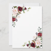 バーガンディーピンクフローラ金ゴールド幾何学的ブライダルシャワー 招待状 (裏面)