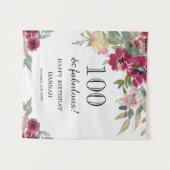 バーガンディーピンクフローラ100誕生日 タペストリー (正面(横))