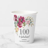 バーガンディーピンクフローラ100誕生日 紙コップ (裏面)