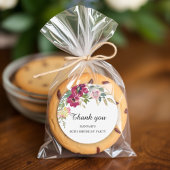 バーガンディーピンクフローラ80誕生日ありがとう ラウンドシール