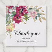 バーガンディーピンクフローラ90誕生日ありがとう フェイバータグ (正面)