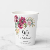 バーガンディーピンクフローラ90誕生日 紙コップ (裏面)