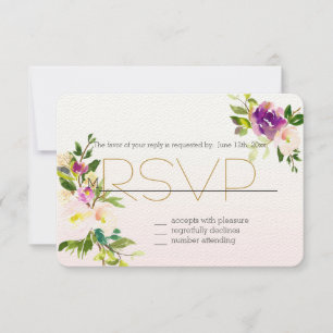 バーガンディーピンクフローラRSVP 出欠カード