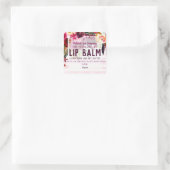 バーガンディーピンクボホ水彩リップバームラベル スクエアシール (バッグ)