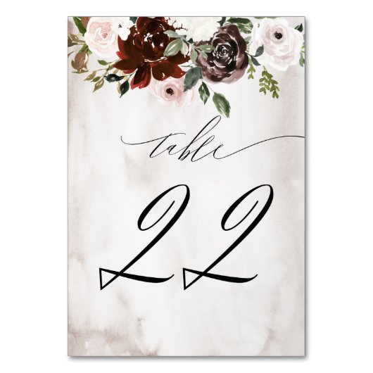 バーガンディーピンクローズウォーターフローラNo 22 結婚's テーブルナンバー (正面)