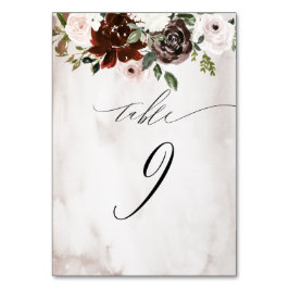 バーガンディーピンクローズウォーターフローラNo 9 結婚's テーブルナンバー