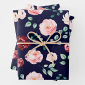 バーガンディーピンクローズ紙フラットシートセット3 ラッピングペーパーシート (インサイチュ)