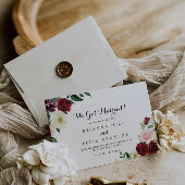 バーガンディーピンク春フローラ書道駆け落ち 案内状