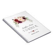 バーガンディーピンク水彩フローラメイクアップアーティスト ノートブック (右側)