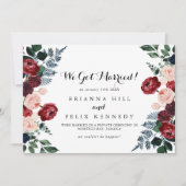 バーガンディーピンク海軍フローラの駆け落ち発表 案内状 (正面)