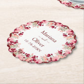 バーガンディーピンク結婚の花 ペーパーコースター (アングル)