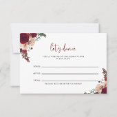 バーガンディーピンク結婚フローラの曲のリクエストカード 出欠カード (正面)
