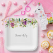 バーガンディーピンク結婚フローラ ペーパープレート (パーティー)