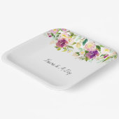 バーガンディーピンク結婚フローラ ペーパープレート (傾斜あり)