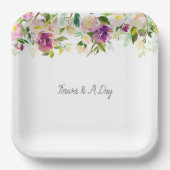 バーガンディーピンク結婚フローラ ペーパープレート (正面)