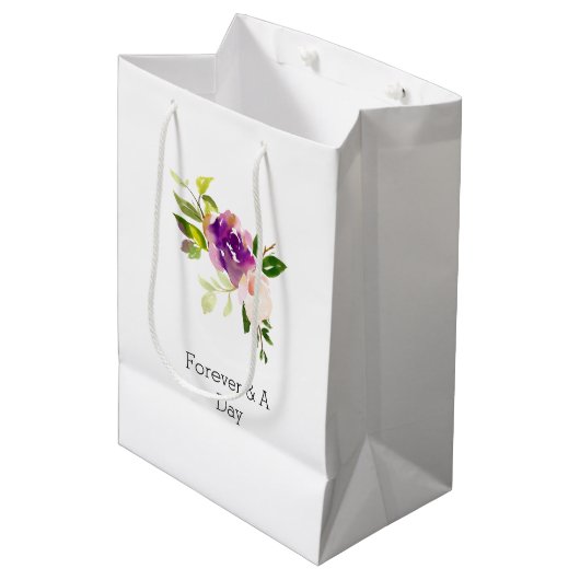 バーガンディーピンク結婚フローラ ミディアムペーパーバッグ (正面アングル)