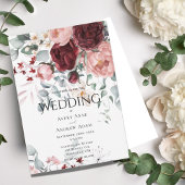 バーガンディーピンク結婚フローラ 招待状