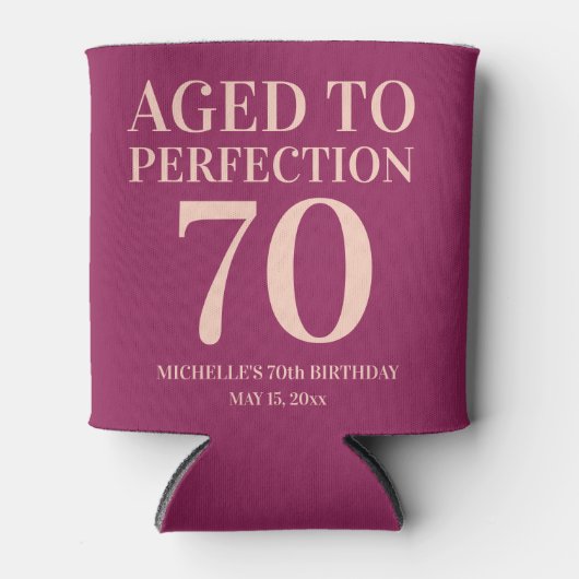 バーガンディーピンク誕生日熟成70 缶クーラー (正面)